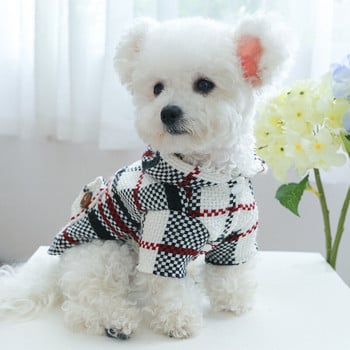 Ρούχα για κατοικίδια Χειμερινό φθινοπωρινό πουλόβερ κουτάβι Ζεστό καρό παλτό μόδας μαλλί με κουκούλα Φούτερ για σκύλους Yorkshire Chihuahua Bulldog