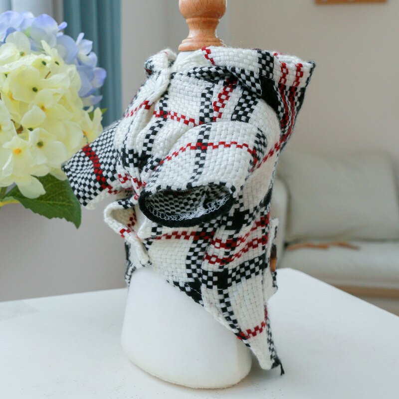 Oblečenie pre domáce zvieratá, zimný jesenný sveter, teplý kockovaný kabát pre šteňatá, módna vlnená mikina s kapucňou, mikina pre malého psa, Yorkshire Chihuahua Bulldog