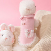 Oblečenie pre domáce zvieratá, jeseň/zima, stredne veľké, malé, pre psov a mačky, princeznovské šaty, sladký vlnený kabát, ružový postroj, mačiatko, šteniatko, vesta, roztomilá sukňa