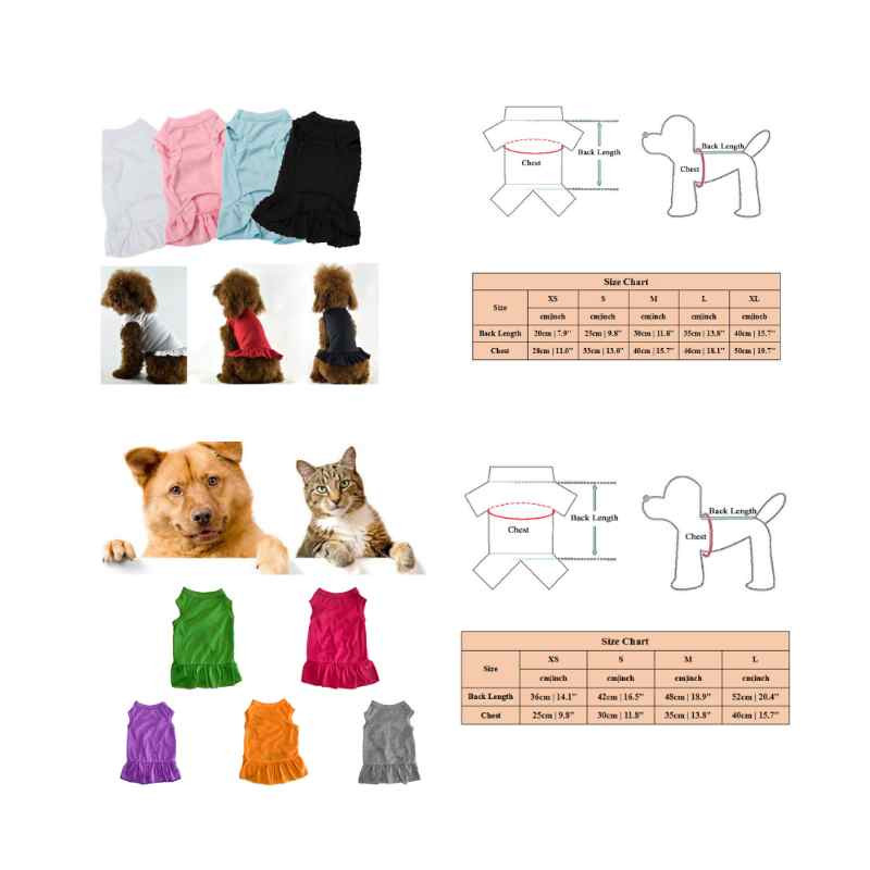 Priedušné volánikové šaty pre psov, mäkká vesta, sukňa, látkový kostým pre domáce zvieratá, jar a leto, jednofarebné šaty pre psov pre čivavu