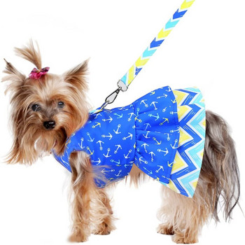 Πολυτελές φόρεμα σκύλου με παπιγιόν για μικρά σκυλιά Καλοκαιρινό Yorkie Chihuahua για κορίτσι σκύλος Ρούχα για σκύλους Πριγκίπισσα φόρεμα και σετ λουριών