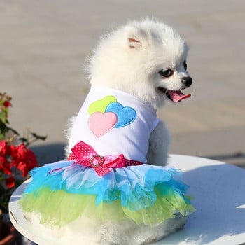 Ρούχα για γάτα Νυφικό Βαμβακερό φλοράλ φόρεμα με δαντέλα Μεγάλο παπιγιόν Φόρεμα για σκύλους για κατοικίδια Καλοκαιρινά ρούχα για μικρούς μεσαίους σκύλους Προμήθειες