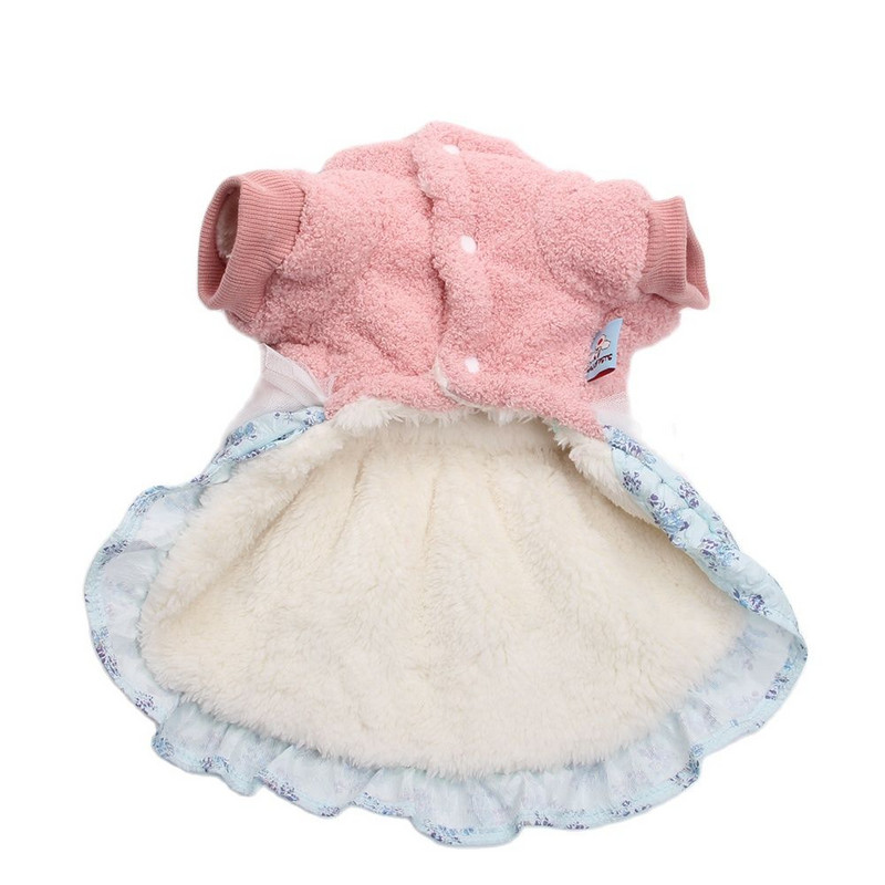 Printsessi koerakassi soe kleit lille- ja vibukujundusega kutsika sügis/talve mantli komplekt emasele koerale kassile