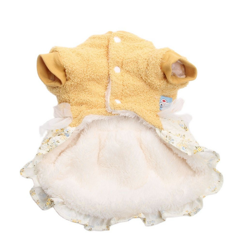 Printsessi koerakassi soe kleit lille- ja vibukujundusega kutsika sügis/talve mantli komplekt emasele koerale kassile