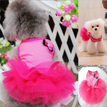 Pink Dog Cat Princess Tutu Dress Bow Bubble Dress Домашно кученце Дрехи Облекло за кучета Големи дрехи за домашни любимци Момиче НОВО
