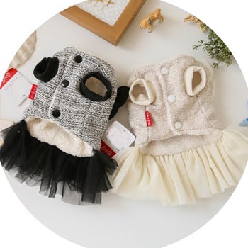 Ροζ Πολυτελή ρούχα για σκύλους Φόρεμα Χειμώνας Χοντρό Πριγκίπισσα Φιόγκος Γάμος Μικρά Μικρά Ζώα Φούστα κατοικίδιων γατών για τεριέ York Pugs