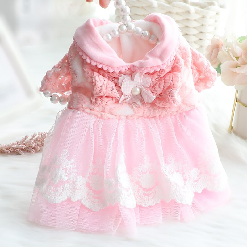 Šilta rudeninė šunų suknelė Paltas Tiulis apatinis naminių šunų drabužiai Bowknot Minkšti meškiuko pudelio drabužiai XS SML XL