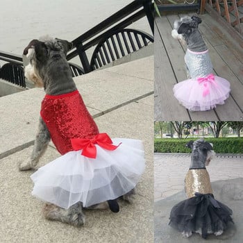Модни дрехи за домашни любимци на принцеса Страхотна рокля с пайети за кучета Чихуахуа Теди йорки Ярки слинг рокли Дантелени поли Стоки за домашни любимци