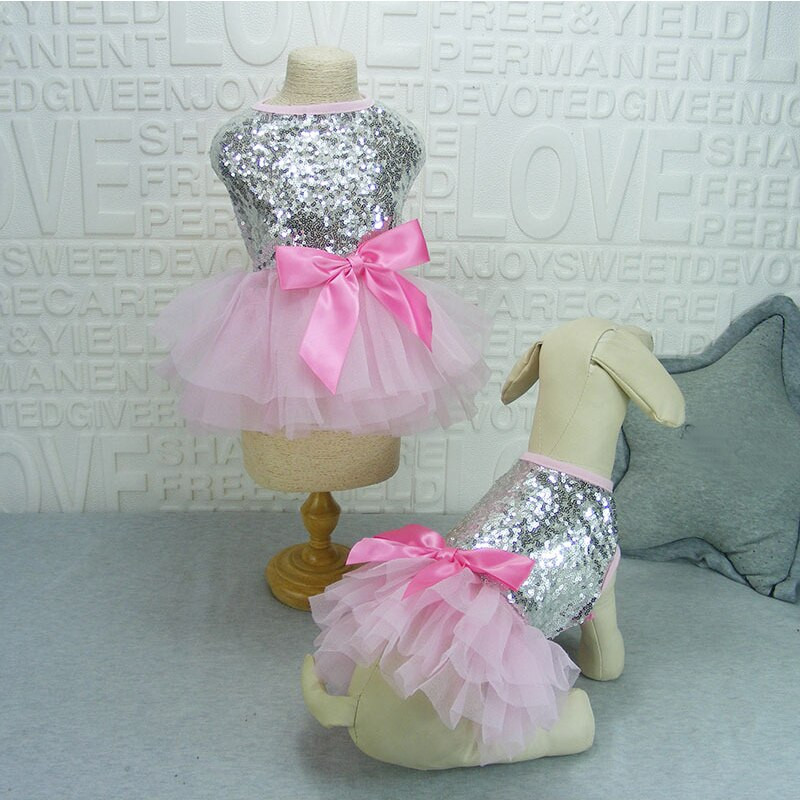 Moda Printesa Haine pentru animale de companie Rochie cool cu paiete pentru caini Chihuahua Teddy Yorkies Rochii stralucitoare Fuste din dantela Accesorii pentru animale de companie