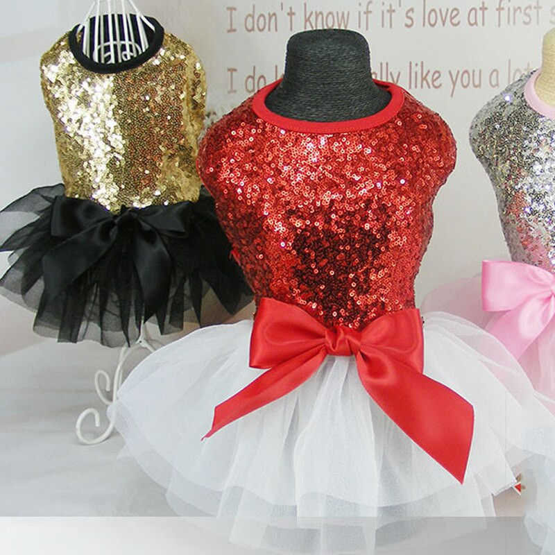 Moda Printesa Haine pentru animale de companie Rochie cool cu paiete pentru caini Chihuahua Teddy Yorkies Rochii stralucitoare Fuste din dantela Accesorii pentru animale de companie