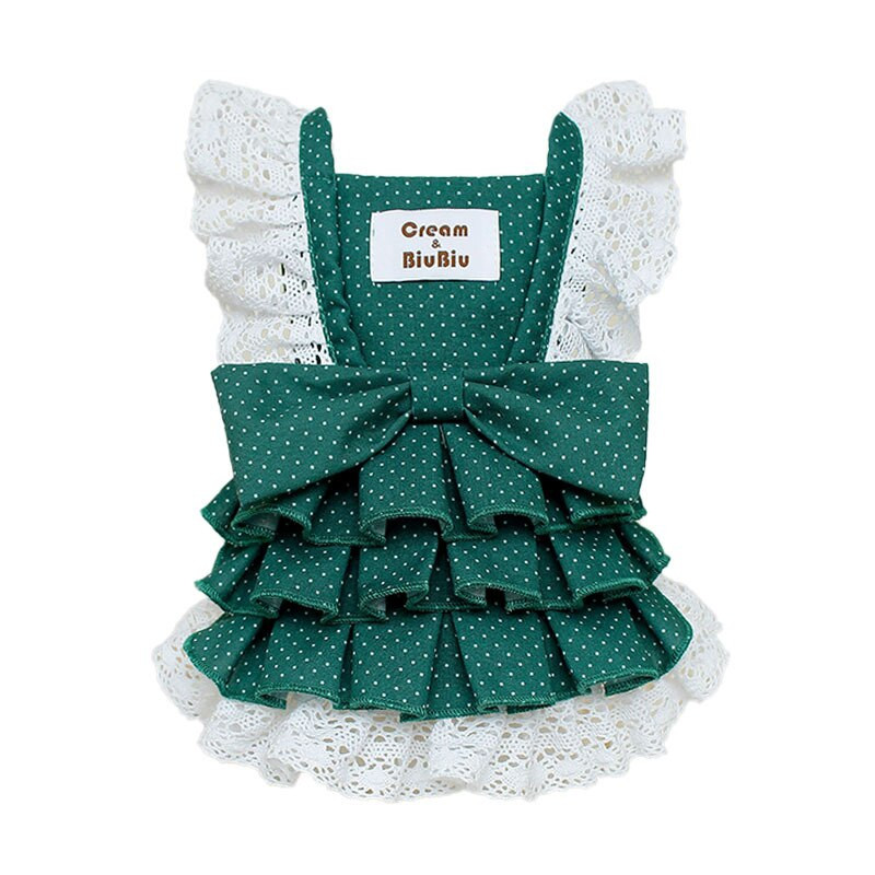 Jarné letné oblečenie pre mačky a psy, tenká sukňa, malé stredne veľké psy, zelená bodkovaná sukňa s ramienkami, princeznovský štýl, oblečenie pre domáce zvieratá, mačky