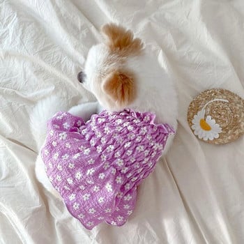 Νέος σχεδιαστής Ρούχα για σκύλους κατοικίδιων ζώων Μίνι φλοράλ εκτύπωση Ελαστικό γιλέκο φόρεμα για σκύλους Φούστα πριγκίπισσα κατοικίδιο γάτα Καλοκαιρινή ένδυση για κουτάβι