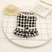 Must valge ruuduline kleit Koerariided Mantel Koerad Riided Lemmikloomarõivad Luksuslikud Armsad Sügis Talv Yorkies Prints Tüdruk Ropa Para Perro