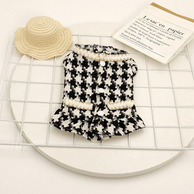 Must valge ruuduline kleit Koerariided Mantel Koerad Riided Lemmikloomarõivad Luksuslikud Armsad Sügis Talv Yorkies Prints Tüdruk Ropa Para Perro