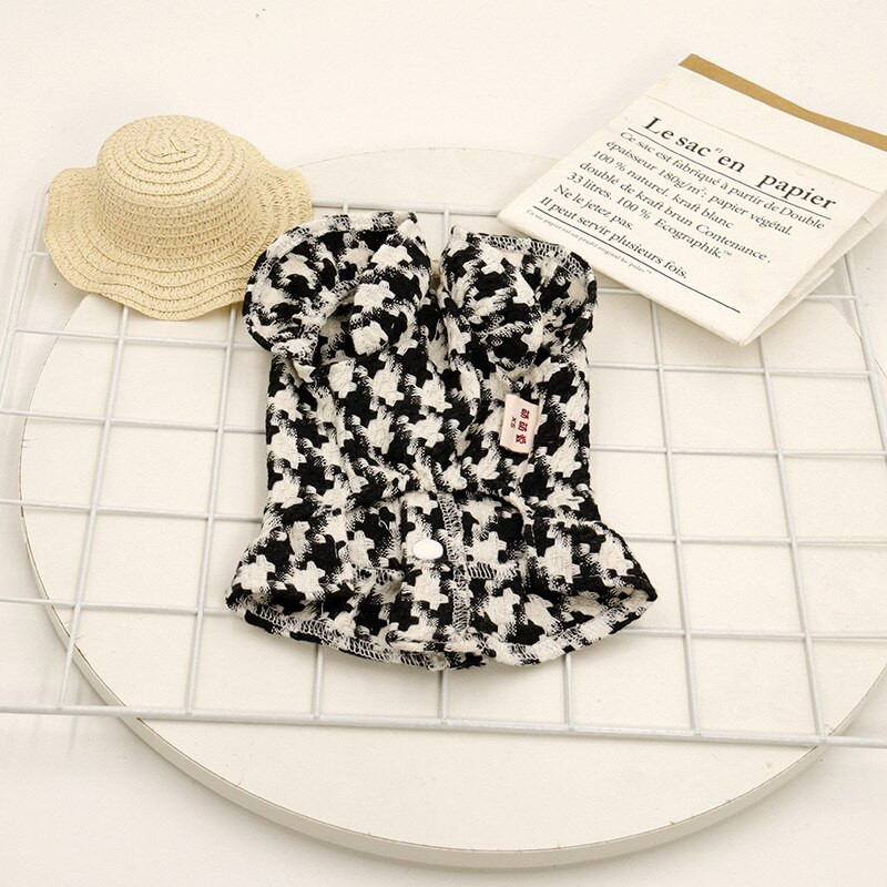 Must valge ruuduline kleit Koerariided Mantel Koerad Riided Lemmikloomarõivad Luksuslikud Armsad Sügis Talv Yorkies Prints Tüdruk Ropa Para Perro