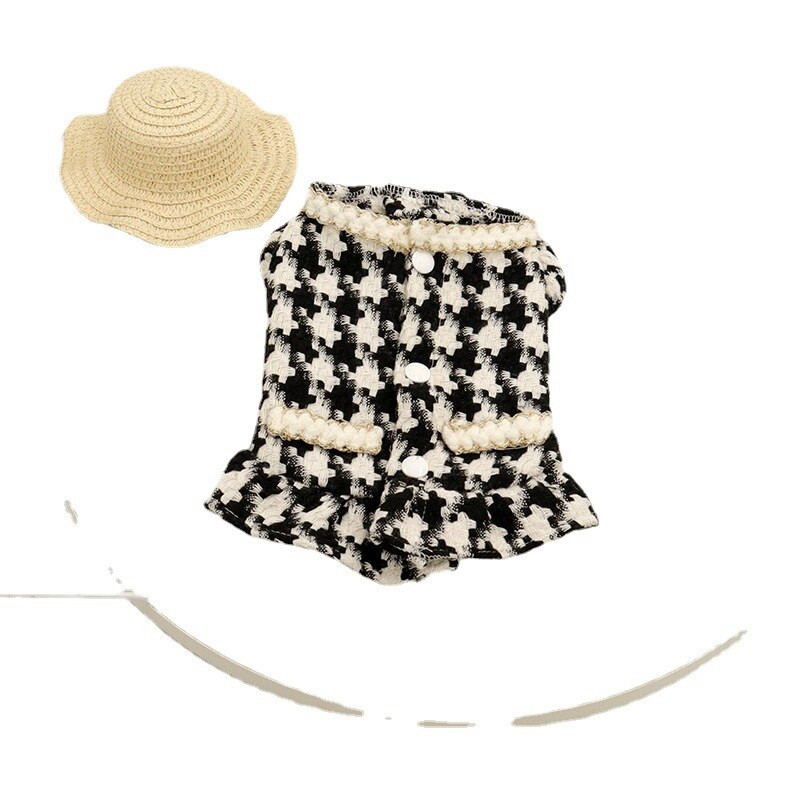 Must valge ruuduline kleit Koerariided Mantel Koerad Riided Lemmikloomarõivad Luksuslikud Armsad Sügis Talv Yorkies Prints Tüdruk Ropa Para Perro