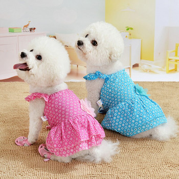 2022 Сладки сини розови дрехи за кучета Чихуахуа Облекло за домашни любимци Рокля на принцеса Летни поли за кучета Аксесоари за кученца на точки