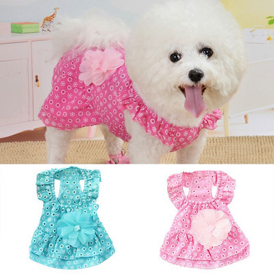 2022 Γλυκά μπλε ροζ ρούχα για σκύλους Chihuahua Φόρεμα για κατοικίδια Φόρεμα Πριγκίπισσας Καλοκαιρινές φούστες για σκύλους Αξεσουάρ για σκύλους πουά