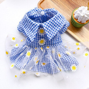 Sukňa Daisy pre domáce zvieratá, oblečenie pre psov, módne šaty, oblečenie pre psov, super malý kostým, roztomilý bavlnený čivava, letné žlté dievča, maskoty