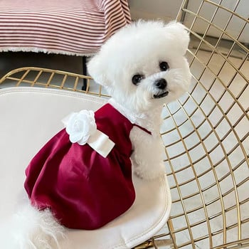 Μονόχρωμη σφεντόνα Μικρά ρούχα για σκύλους Μόδα παπιγιόν Φούστα για κουτάβι Χαριτωμένο καλοκαιρινό παλτό φόρεμα για γάτα Chihuahua Yorkshire γιλέκο αμάνικο