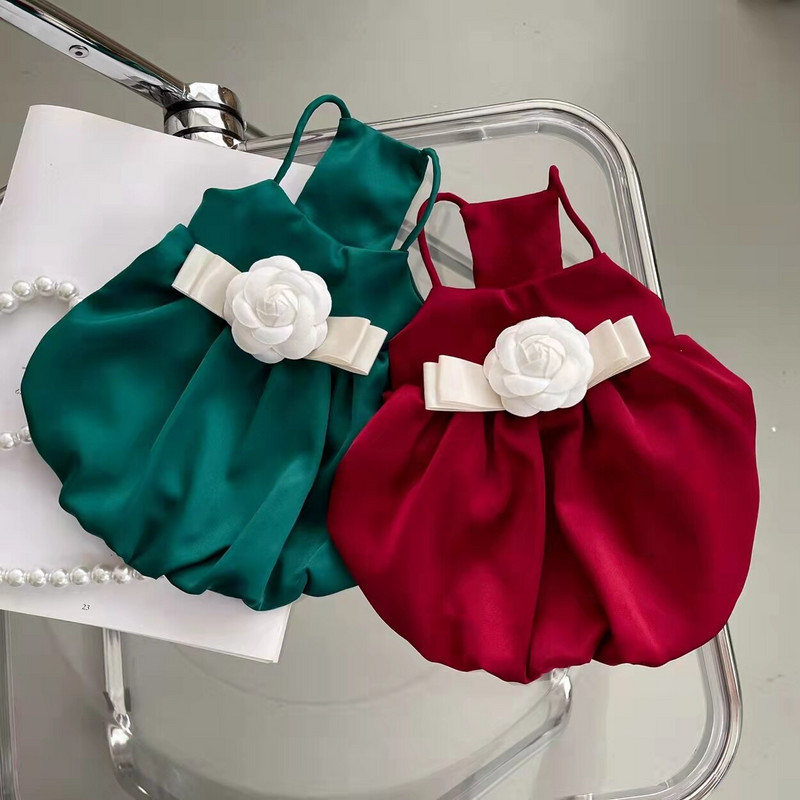 Culoare uni Sling haine pentru câini mici la modă Bowknot fustă cățeluș rochie drăguță pisică haină de vară chihuahua Yorkshire vestă fără mâneci