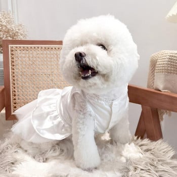Модерна рокля за кучета Сватбена рокля с котка-принцеса Блестяща рокля с миещи се кристали с голям подгъв Двукрака рокля за кучета