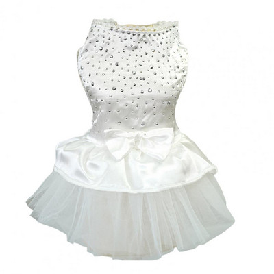 Madinga šunų suknelė Princesės katės vestuvinė suknelė Blizgantis Kalnų krištolas, plaunamas dideliu apvadu Dviejų kojų šunų suknelė