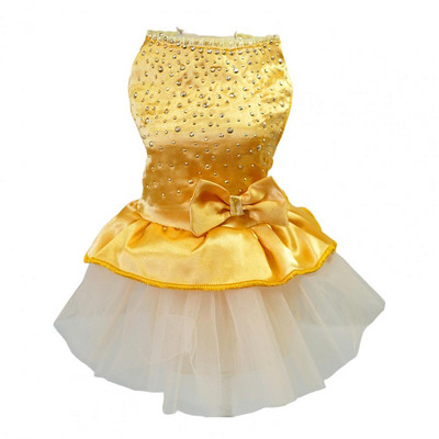 Madinga šunų suknelė Princesės katės vestuvinė suknelė Blizgantis Kalnų krištolas, plaunamas dideliu apvadu Dviejų kojų šunų suknelė