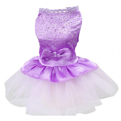 Madinga šunų suknelė Princesės katės vestuvinė suknelė Blizgantis Kalnų krištolas, plaunamas dideliu apvadu Dviejų kojų šunų suknelė