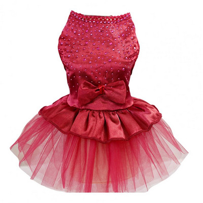 Madinga šunų suknelė Princesės katės vestuvinė suknelė Blizgantis Kalnų krištolas, plaunamas dideliu apvadu Dviejų kojų šunų suknelė