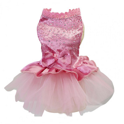 Madinga šunų suknelė Princesės katės vestuvinė suknelė Blizgantis Kalnų krištolas, plaunamas dideliu apvadu Dviejų kojų šunų suknelė