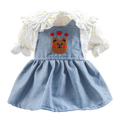 Moekas kaisukoera kleit Stiilne armas polüestrist lemmiklooma seelik Täpilise kaelaga karukoera printsessi kleit õue