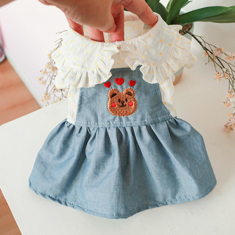 Moekas kaisukoera kleit Stiilne armas polüestrist lemmiklooma seelik Täpilise kaelaga karukoera printsessi kleit õue