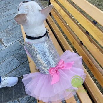 Сладка кучешка рокля за малки кучета Чихуахуа Мопс Дрехи Сладка принцеса в стил Котешка принцеса Рокля Кучешка сватбена рокля Пола с панделка S-XL