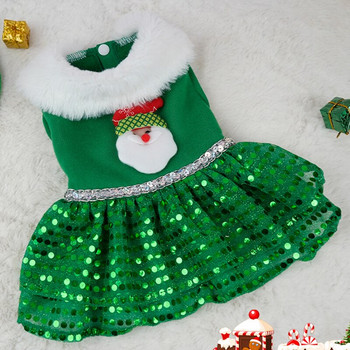 Στολή γάτας Santa Dogs Φόρεμα για κατοικίδια Χριστουγεννιάτικο φόρεμα Ρούχα Κόκκινο Πράσινο Ζεστό Fleece Πουλόβερ Φούστα Photo Props Διακόσμηση