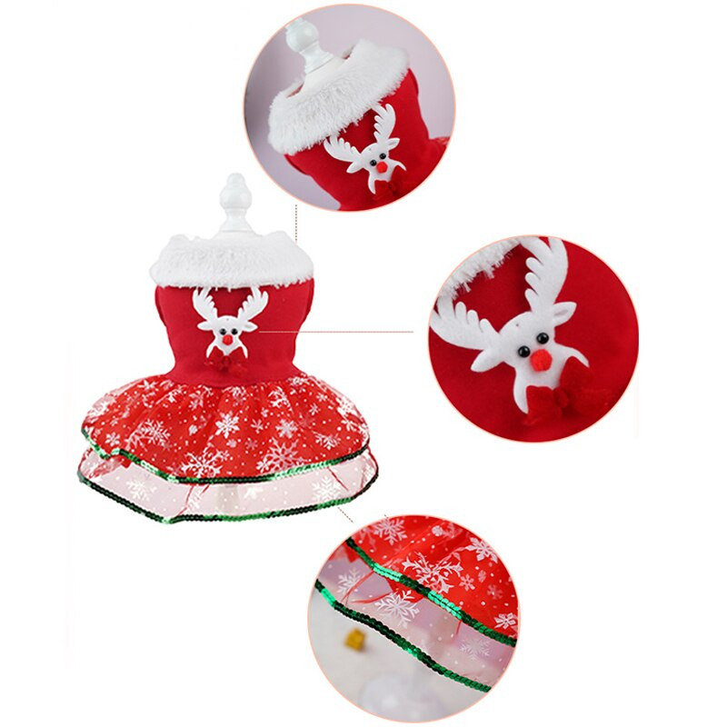 Kostim Mačke Djed Božićnjak Psi Haljina Kućni ljubimac Božićni stil Oblačenje Odjeća Crveno Zelena Topli veste od flisa Suknja Rekviziti za fotografije Dekor