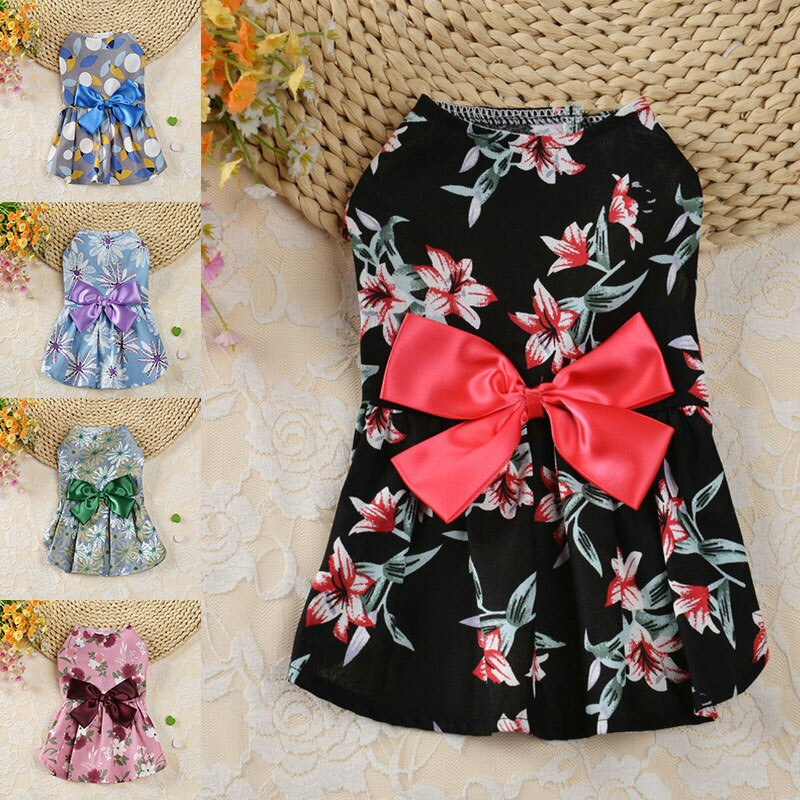 Koer Armsad lillelised vibukleidid Lemmiklooma koera pulmakleit väikestele koertele Suvine Chihuahua Mops Riietus Kutsika Kassi Varud Puhkus