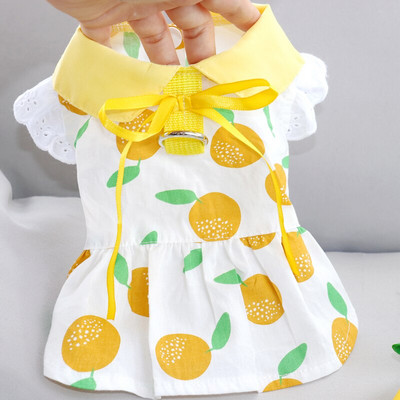 Μόδα Λεμόνι Ρούχα για σκύλους Καλοκαιρινό Λεπτό Φόρεμα Πριγκίπισσας Ρούχα Φρούτα για Κατοικίδια VIP Ανοιχτό πουκάμισο Bichon Δώρα γενεθλίων για κουτάβι Φόρεμα