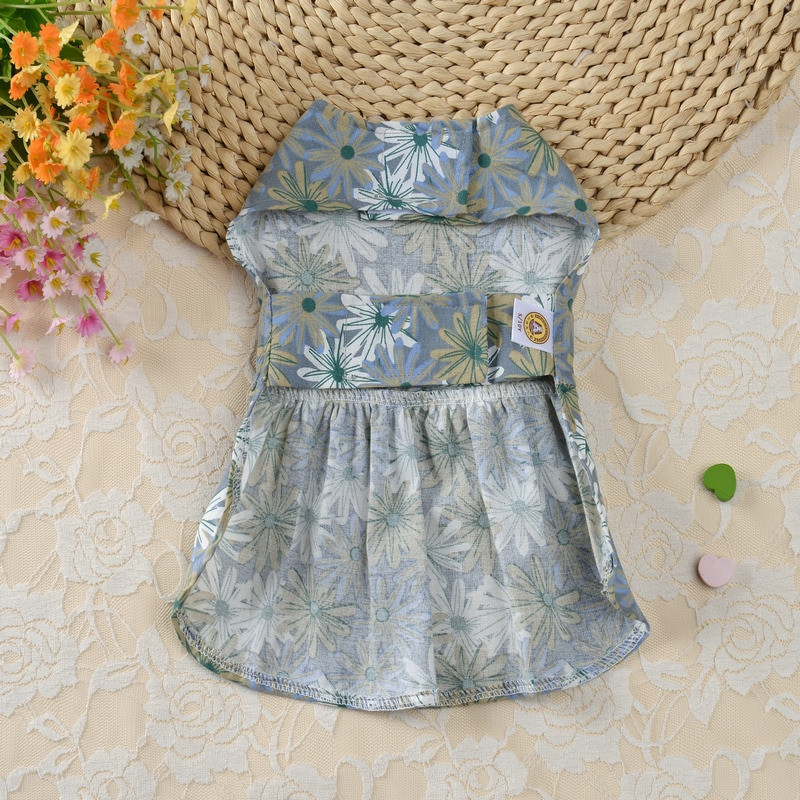 Suvine väike lilleline koerakleit vööriprintsess koerakleit koertele seelik Kevadprintsess koera pulmakleidid Yorki riided lemmikloomakleit