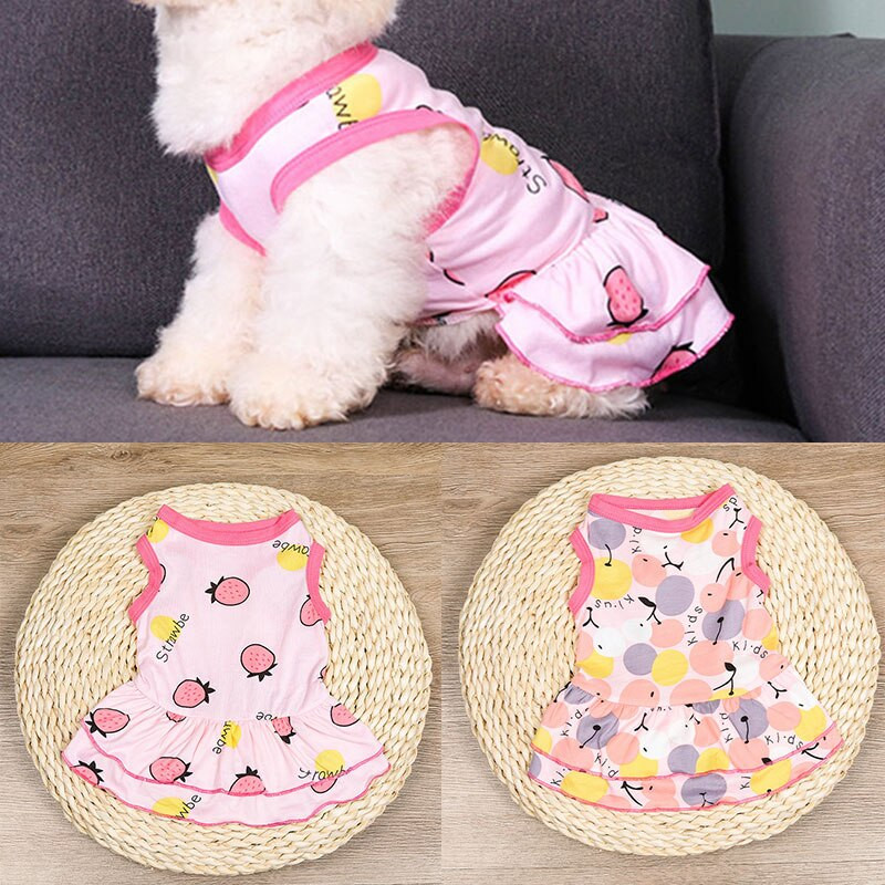 Mini rochie de prințesă cu imprimare dulce pentru câine, costum de pisică pentru animale de companie, rochie de primăvară de vară pentru câini de talie mică, haine pentru câini Chiahuhua, rochii