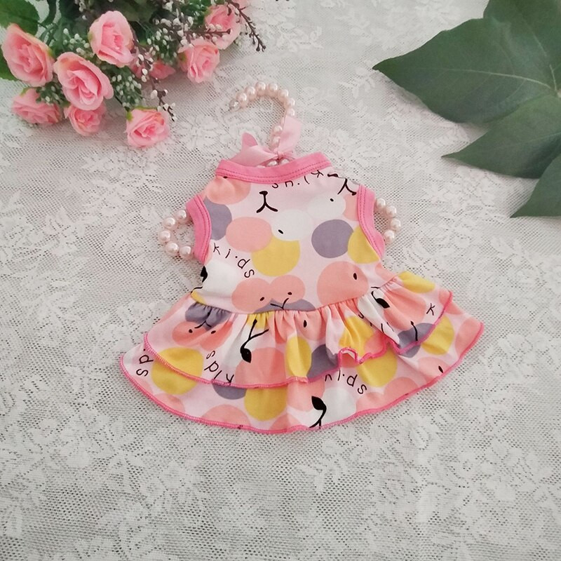 Mini rochie de prințesă cu imprimare dulce pentru câine, costum de pisică pentru animale de companie, rochie de primăvară de vară pentru câini de talie mică, haine pentru câini Chiahuhua, rochii
