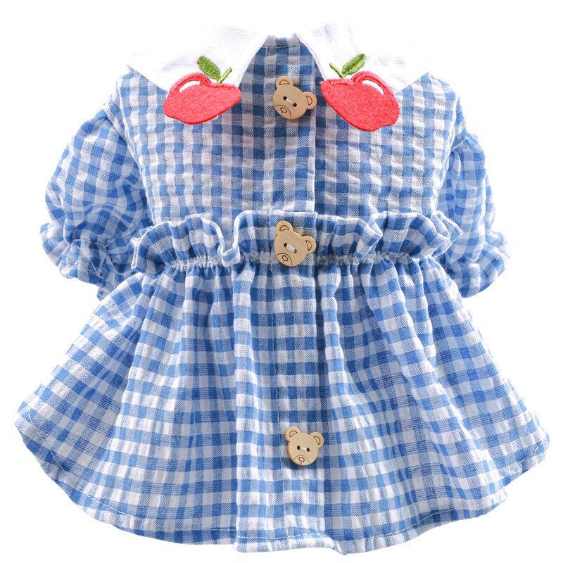Oblečenie pre psov Jarné letné šaty s výstrihom z jablka, princezná, mriežka, šteňa, roztomilá sukňa, ležérny kabát Tutu, šaty pre malých psov