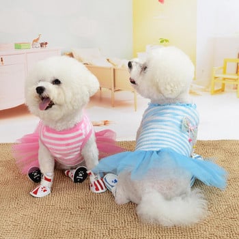 Αστεία ρούχα για σκύλους μόδας Μικρό νυφικό για σκύλους Φούστα για κουτάβι Ρούχα για κατοικίδια Ριγέ Φόρεμα φανέλας για σκύλους Πριγκίπισσα