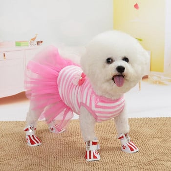 Αστεία ρούχα για σκύλους μόδας Μικρό νυφικό για σκύλους Φούστα για κουτάβι Ρούχα για κατοικίδια Ριγέ Φόρεμα φανέλας για σκύλους Πριγκίπισσα