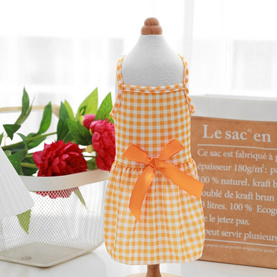 Φούστα για κατοικίδια Καρό φιόγκους Φόρεμα για σκύλους Καλοκαιρινό λεπτό φόρεμα πριγκίπισσας Φούστα πουά για τσιουάουα Teddy Pomeranian Dog Cat Suspender φούστα