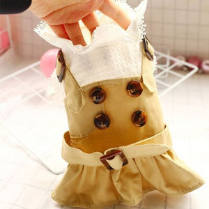 Pekný pár oblečenia pre psov Kahai čipkované tričko pre psov, retro spodný kabát pre malé psy Chiwawa šteniatka, trenčkoty