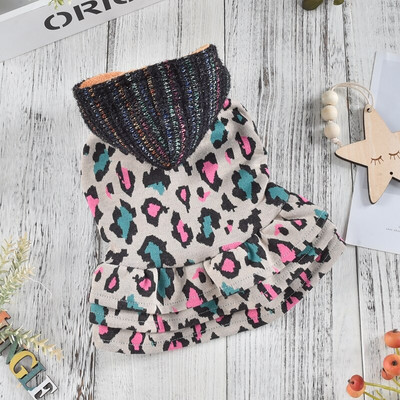 Leopardí klobúk s blingom, šaty pre psov pre malé psy, jeseň a zima, oblečenie pre domáce zvieratá, mikina s kapucňou, oblečenie pre mačky, mopslíky, pomeranian, schnauzer, doplnky