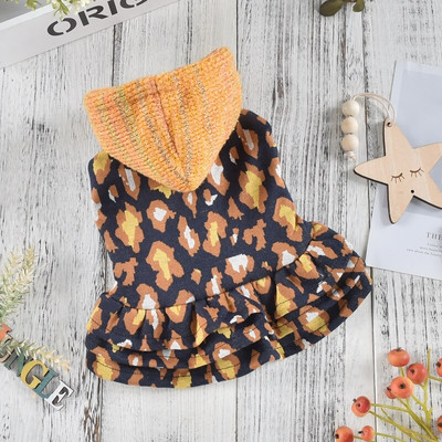 Leopardí klobúk s blingom, šaty pre psov pre malé psy, jeseň a zima, oblečenie pre domáce zvieratá, mikina s kapucňou, oblečenie pre mačky, mopslíky, pomeranian, schnauzer, doplnky