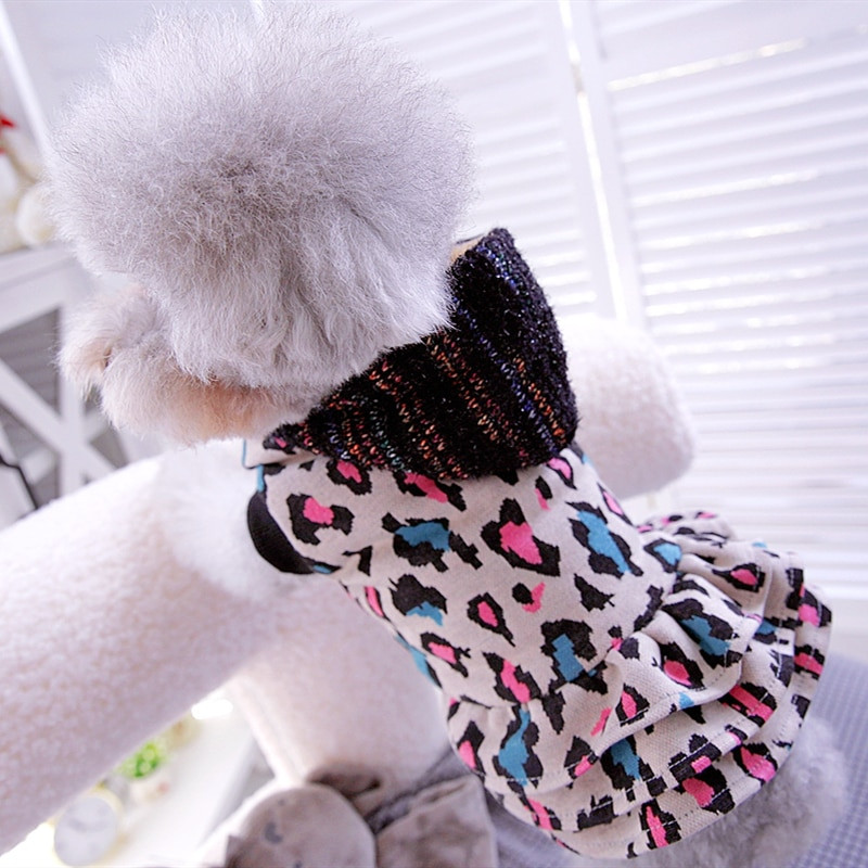 Leopardí klobúk s blingom, šaty pre psov pre malé psy, jeseň a zima, oblečenie pre domáce zvieratá, mikina s kapucňou, oblečenie pre mačky, mopslíky, pomeranian, schnauzer, doplnky