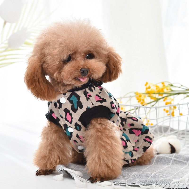 Leopardí klobúk s blingom, šaty pre psov pre malé psy, jeseň a zima, oblečenie pre domáce zvieratá, mikina s kapucňou, oblečenie pre mačky, mopslíky, pomeranian, schnauzer, doplnky